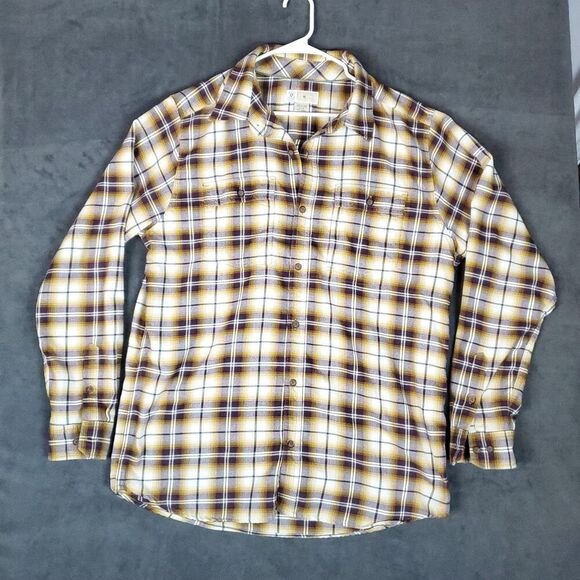 Exofficio Flannel Shirt Men's XL Brown Insect Shield Button Up Outdoor Camp - Picture 1 of 16